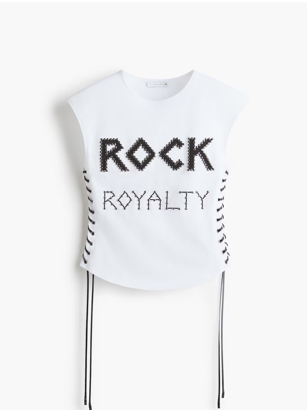Stella McCartney White Tank Top with Black 'ROCK ROYALTY' Embroidery